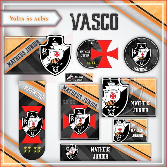 Leve + 13 Arquivo de Corte - Etiqueta Escolar (vasco) a