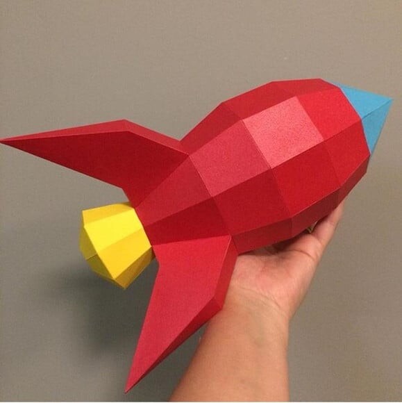 Leve + 13 Arquivo de Corte - Low Poly (Foguete) 1
