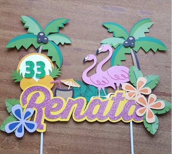 Leve + 13 Arquivo de Corte - Topo de Bolo (Flamingo) 1