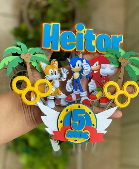 Leve + 13 Arquivo de Corte - Topo de Bolo (sonic) 5