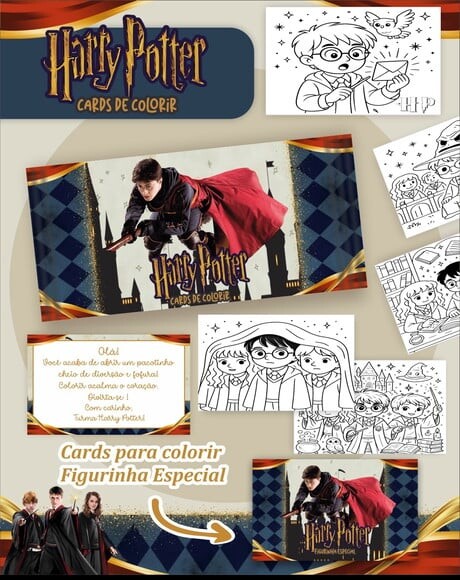 Leve + 13 Arquivo Digital - Cards para Colorir (harry Potter) 1