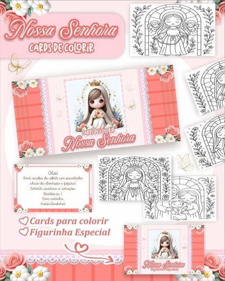 Leve + 13 Arquivo Digital - Cards para Colorir (nossa Senhora) 1