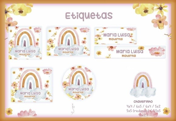 Leve + 13 Arquivo Digital - Etiqueta Escolar (Arco-Íris) A