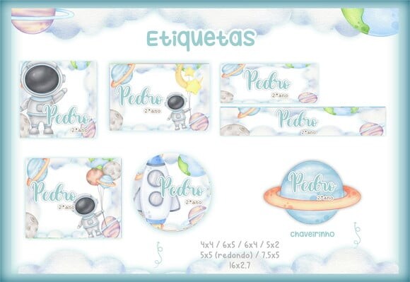 Leve + 13 Arquivo Digital - Etiqueta Escolar (Astronauta) C