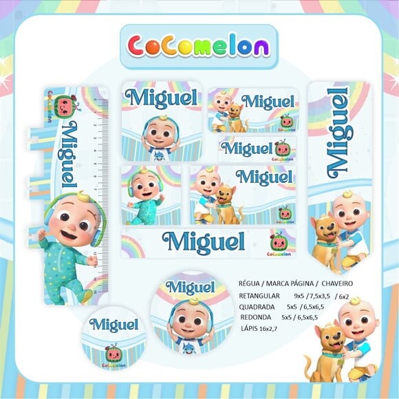 Leve + 13 Arquivo Digital - Etiqueta Escolar (cocomelon) D