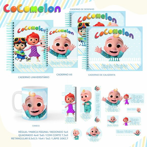 Leve + 13 Arquivo Digital - Etiqueta Escolar (cocomelon) c