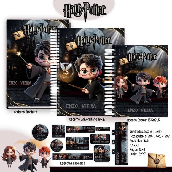 Leve + 13 Arquivo Digital - Etiqueta Escolar (harry Potter) H