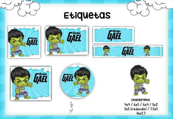 Leve + 13 Arquivo Digital - Etiqueta Escolar (Hulk) B