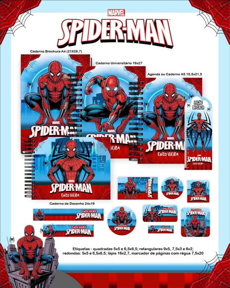 Leve + 13 Arquivo Digital - Etiqueta Escolar (homem Aranha) K