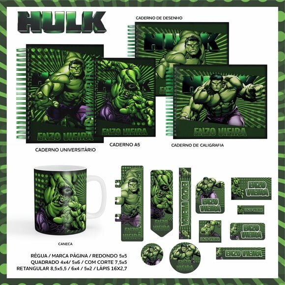 Leve + 13 Arquivo Digital - Etiqueta Escolar (Hulk) C
