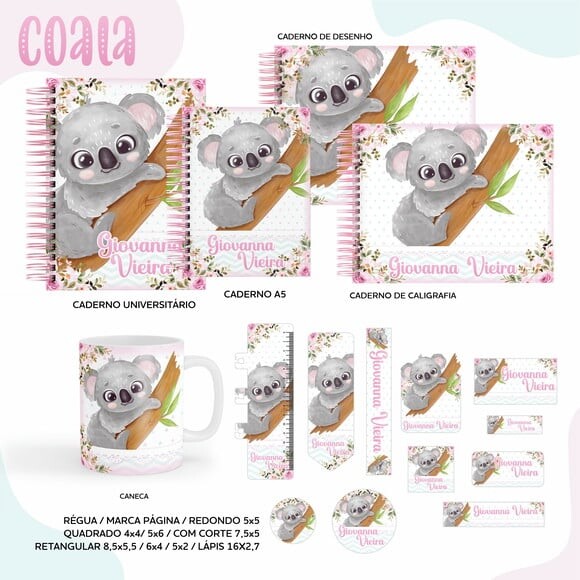 Leve + 13 Arquivo Digital - Etiqueta Escolar (koala) 3