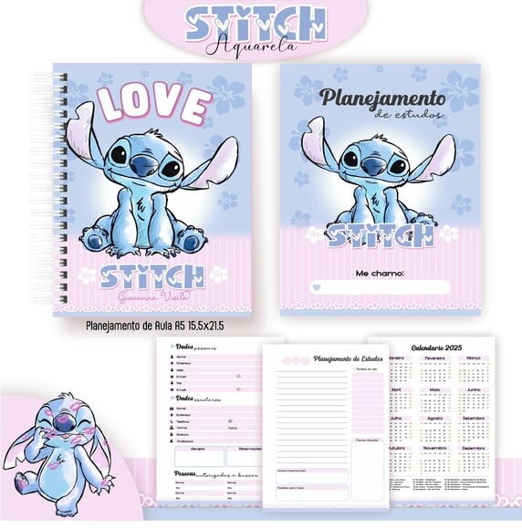 Leve + 13 Arquivo Digital - Etiqueta Escolar (lilo e Stitch) G