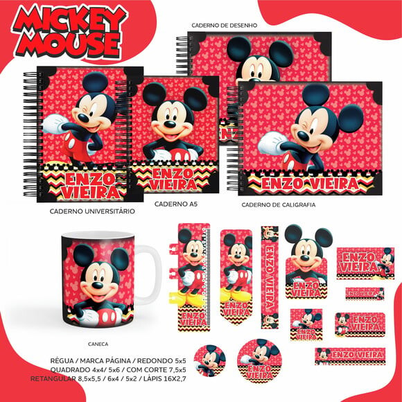 Leve + 13 Arquivo Digital - Etiqueta Escolar (mickey) F