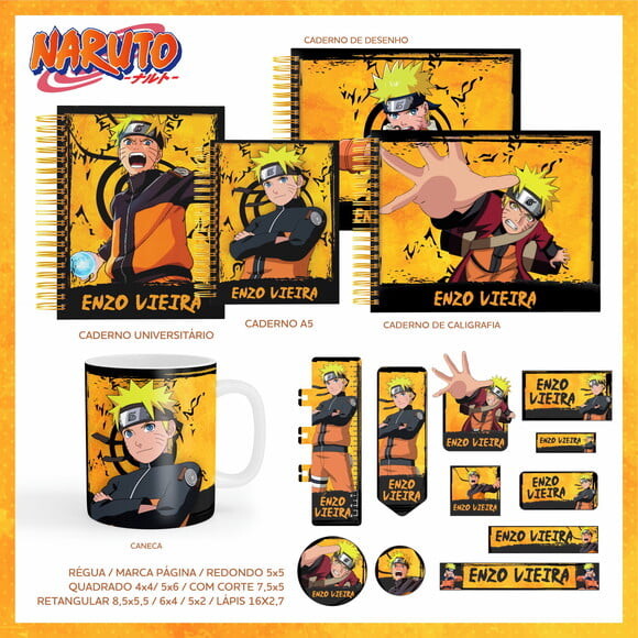 Leve + 13 Arquivo Digital - Etiqueta Escolar (Naruto) B