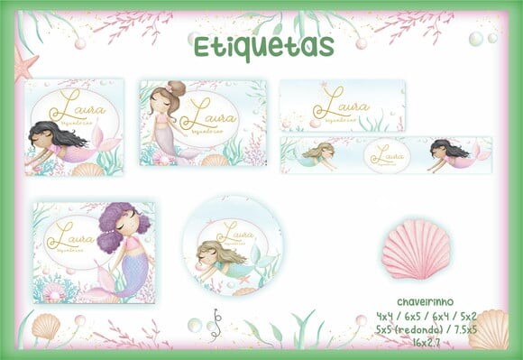 Leve + 13 Arquivo Digital - Etiqueta Escolar (Sereia) A