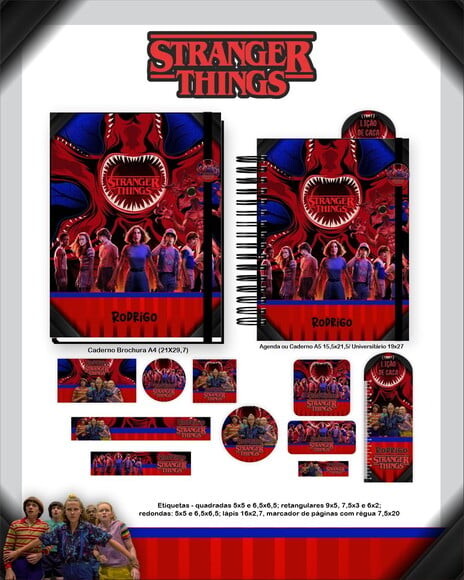 Leve + 13 Arquivo Digital - Etiqueta Escolar (stranger Things) D