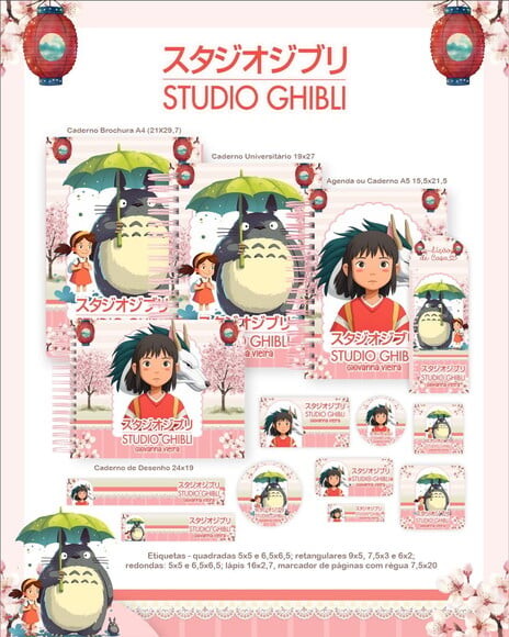 Leve + 13 Arquivo Digital - Etiqueta Escolar (studio Ghibli) a