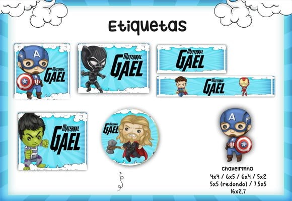 Leve + 13 Arquivo Digital - Etiqueta Escolar (Vingadores) C