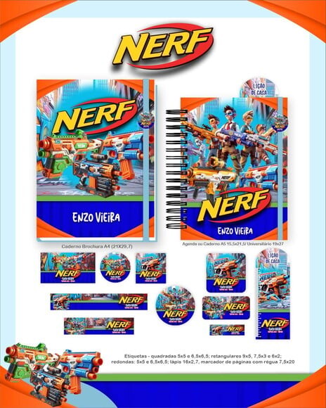 Leve + 13 - Arquivo Digital - Etiqueta Escolar (nerf) a