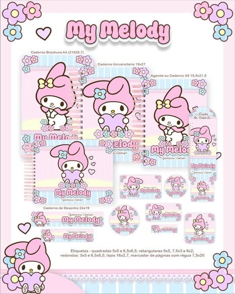 Leve + 13 - Arquivo Digital - Etiqueta Escolar (my Melody) B