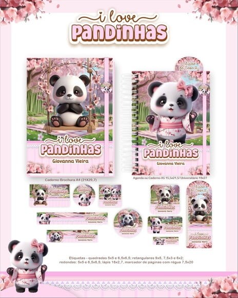 Leve + 13 - Arquivo Digital - Etiqueta Escolar (panda) G