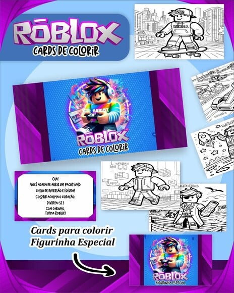 Leve + 13 Arquivo Digital - Cards para Colorir (roblox) 2