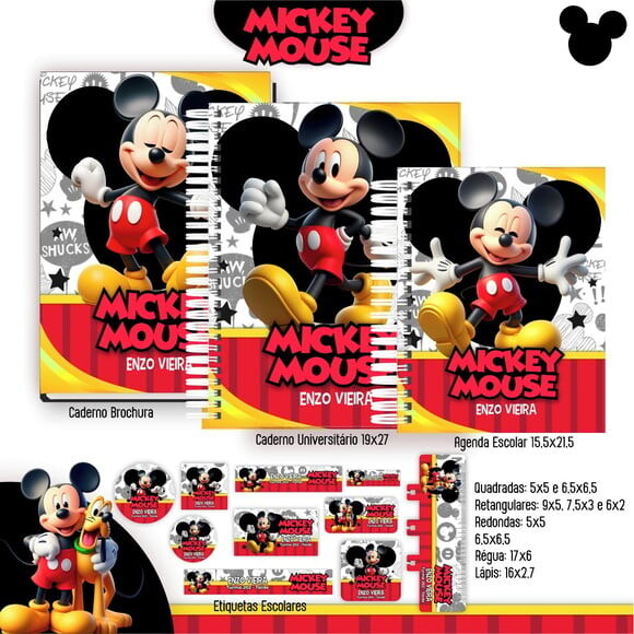 Leve + 13 Arquivo Digital - Etiqueta Escolar (mickey) K