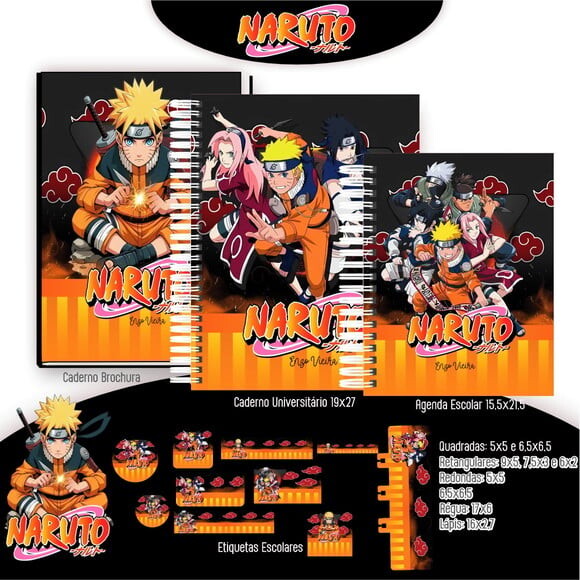 Leve + 13 Arquivo Digital - Etiqueta Escolar (naruto) J