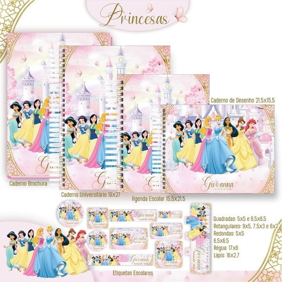 Leve + 13 Arquivo Digital - Etiqueta Escolar (princesas) I