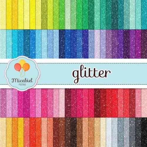 Papel Digital - Combo Glitter (100 Cores)