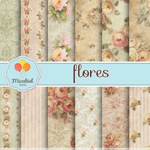 Papel Digital - Flores (vintage) 3