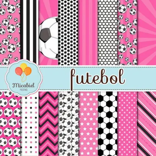 Papel Digital - Futebol (rosa) 1
