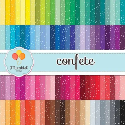 Papel Digital - Combo Confete (100 Cores)
