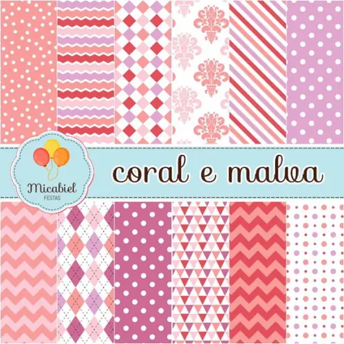Papel Digital - Coral e Malva 1