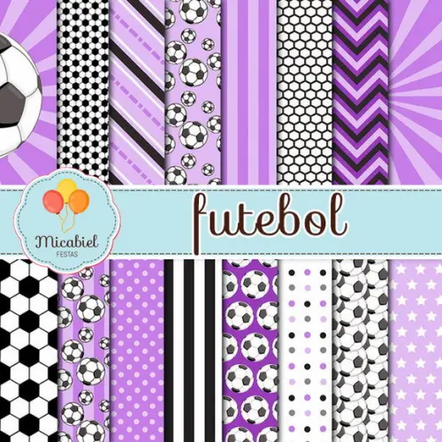 Papel Digital - Futebol (roxo) 1