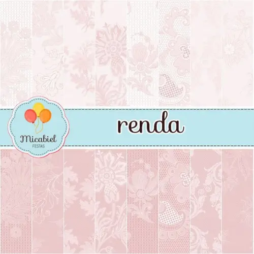 Papel Digital - Renda (rosa) 1