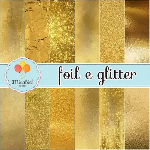 Papel Digital - Foil E Glitter (ouro)