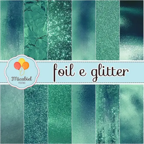 Papel Digital - Foil e Glitter (verde) 1