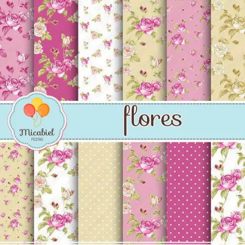 Papel Digital - Flores (roxo e Marrom) 1