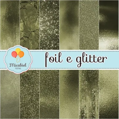 Papel Digital - Foil e Glitter (verde) 2