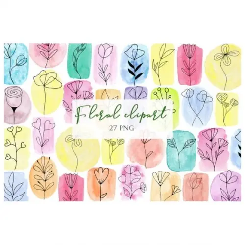 Clipart - Aquarela (floral) 1