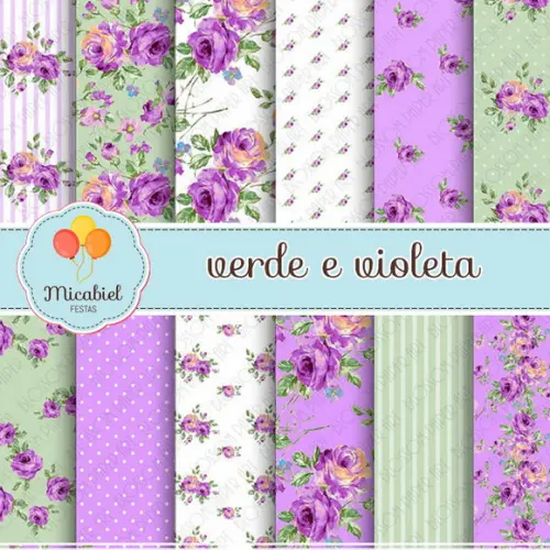 Papel Digital - Verde e Violeta 1