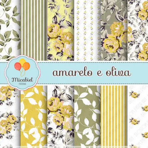 Papel Digital - Amarelo e Oliva 1