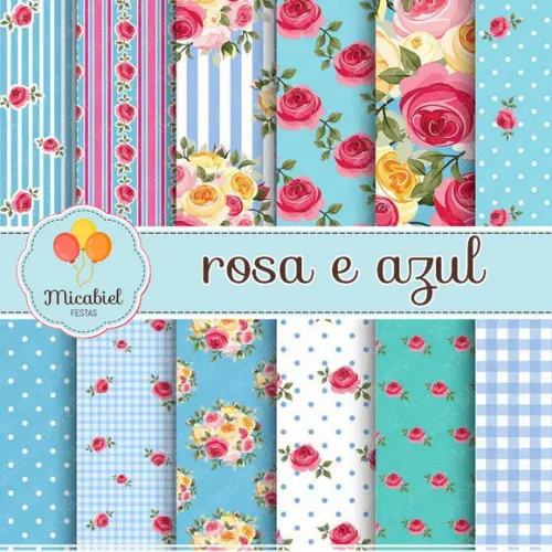 Papel Digital - Rosa e Azul 3