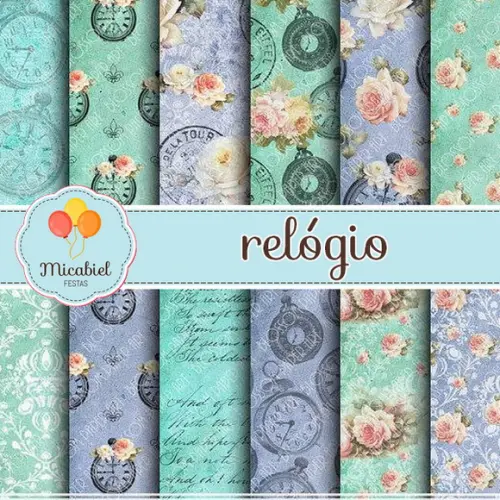 Papel Digital - Relógio (azul) 1
