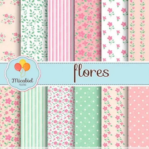 Papel Digital - Flores (rosa) 1