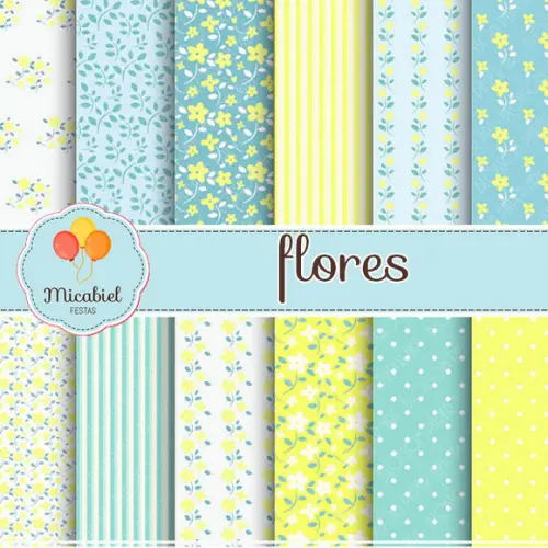 Papel Digital - Flores (amarelo) 1