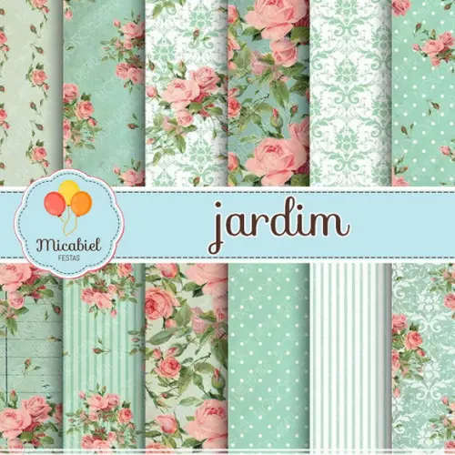 Papel Digital - Jardim (turquesa) 1