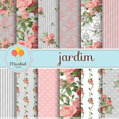 Papel Digital - Jardim (cinza) 1