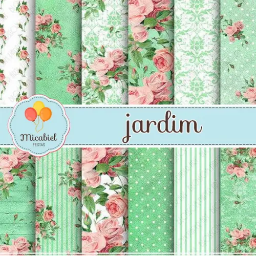 Papel Digital - Jardim (menta) 1
